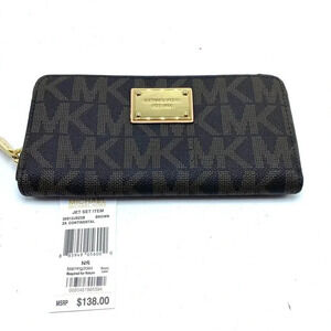 Michael Kors continental jet set zippered wallet signature monogram new w/ tags